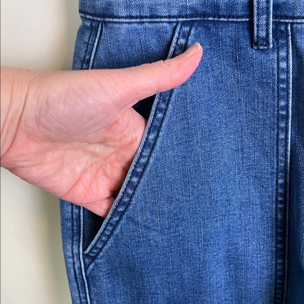 Denim Blue Jumpsuit Cropped Short Sleeve 10 - Picture 8 of 11